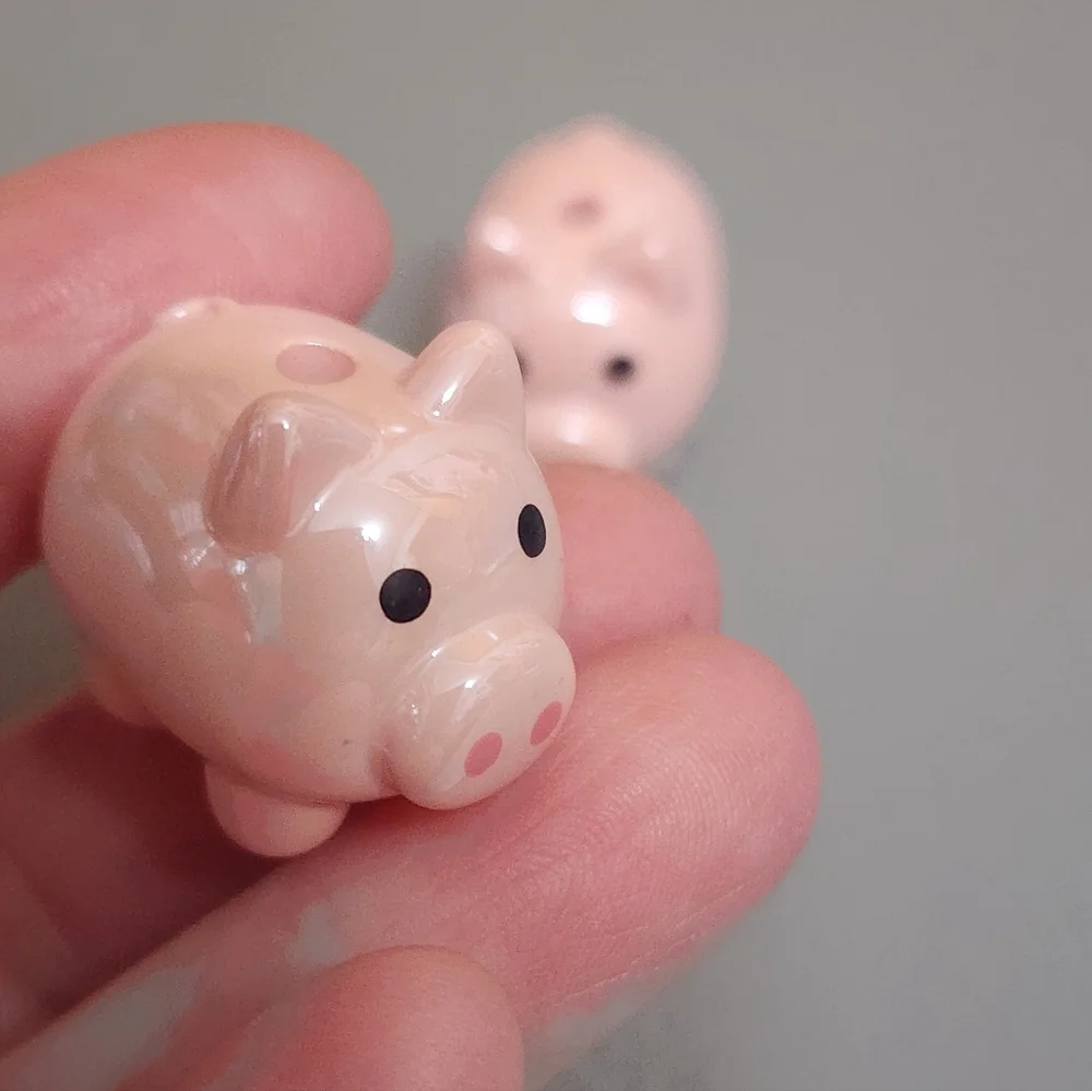 Pig Beads Acrylic 2pc Focal Bead Pink Crafts‎ Jewelry Making Beadable Pen